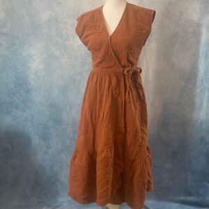 Universal Thread Rust Wrap Dress XS Minor Stain Tiered Design V Neck Casual